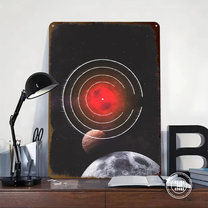 Vinyl Through Space 3D Printed Texture Poster Personalized Wall Art Retro Metal Tin Signs for Room Decorating Interior Man Cave