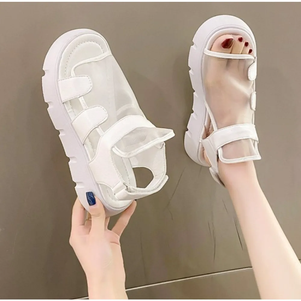 Sandals women 2023 summer new fashion thick-bottomed breathable yarn   paste Roman sandals