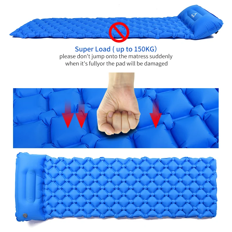 Widesea Sleeping Pad Camping Inflatable Mat Outdoor Air Mattresses Ultralight Portable Bed Cushion Pillow Hiking Trekking