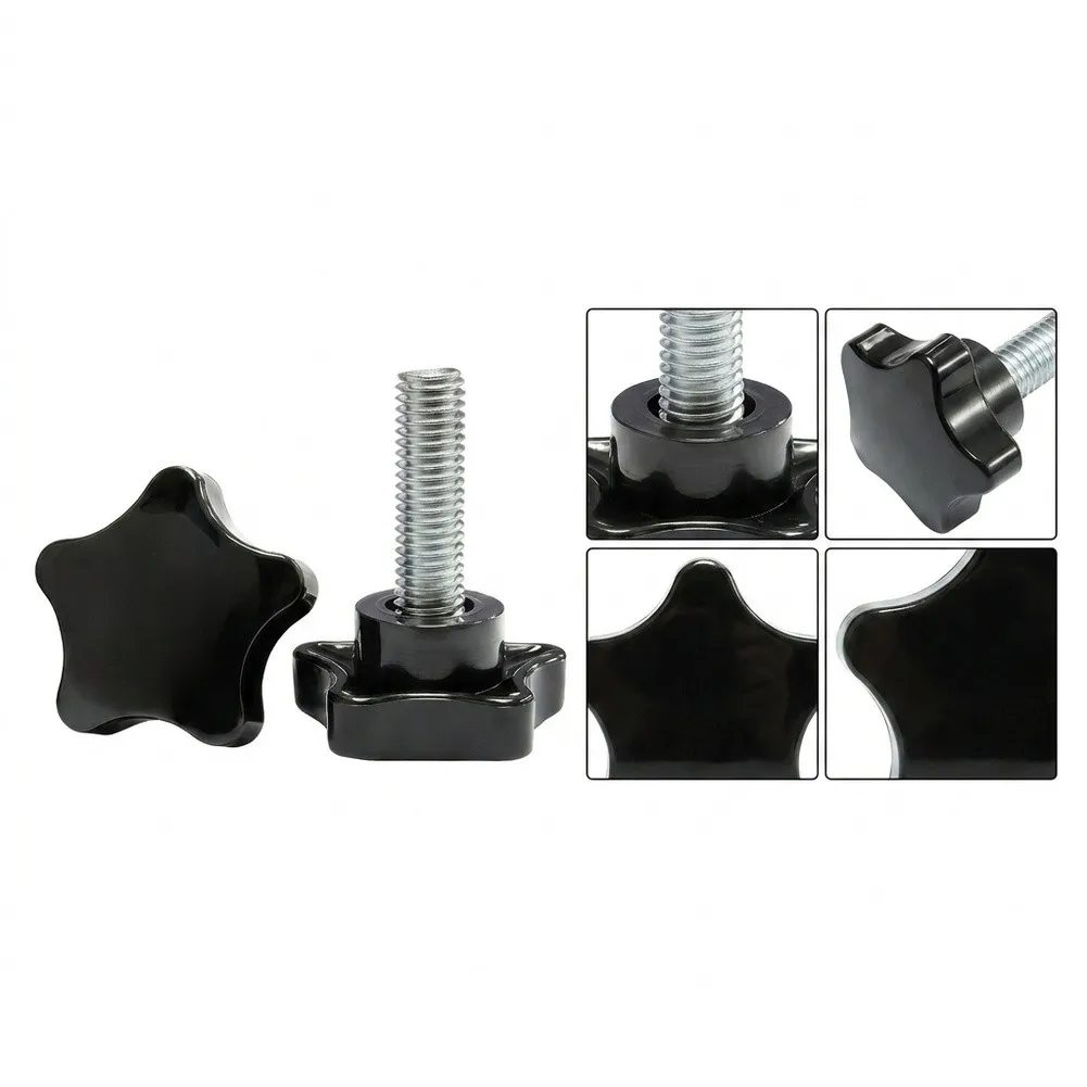 12 pack For M6 star shaped knobs for For Easy hand tightening without tools fits For M6x25mm thread black finish