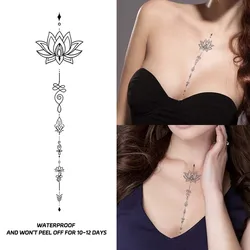 Lotus Flower Waterproof Realistic Temporary Tattoo Sticker, Lasting 1-2 Weeks, for Chest, Semi-Permanent Fake Tattoo