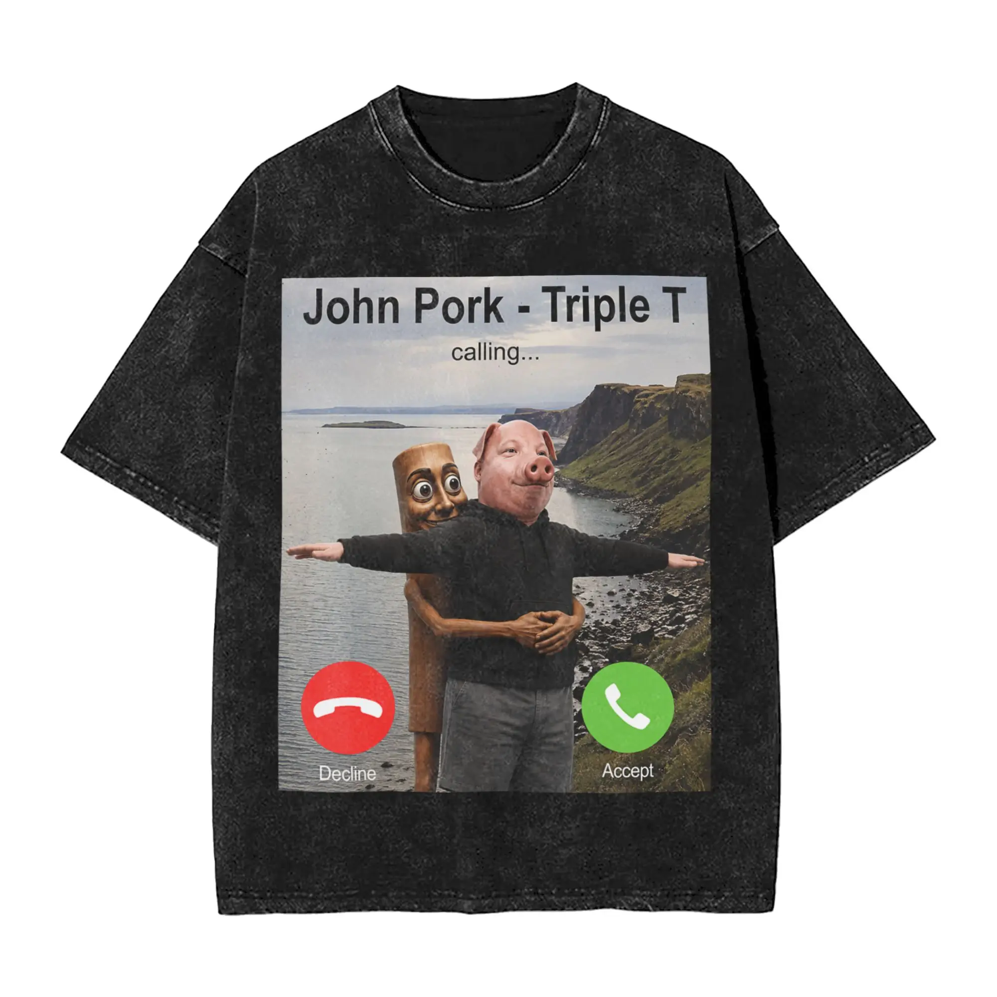 John Pork Triple T Calling Funny Viral Meme Brainrot T-Shirt for Men Humorous Cotton Tee Shirt O Neck Short Sleeve T Shirts