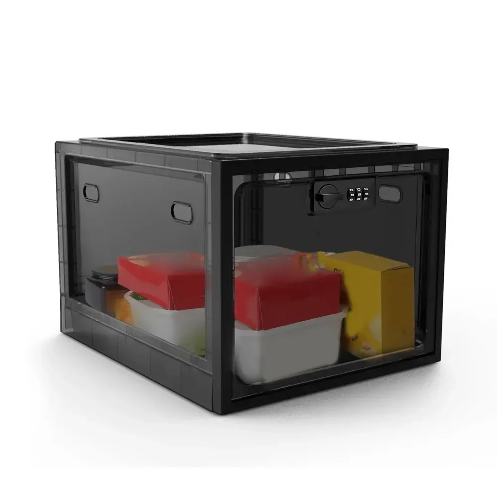 Lockable Fridge Food Storage Box With Combination Lock Secure & Stylish Transparent Storage Box With Password Lock Organizer