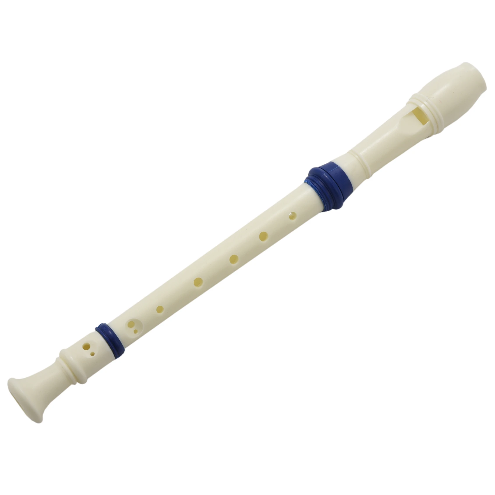 【CYBER MONDAY】Students Plastic 8 Holes Soprano Recorder Flute Beige Blue w Cleaning Stick
