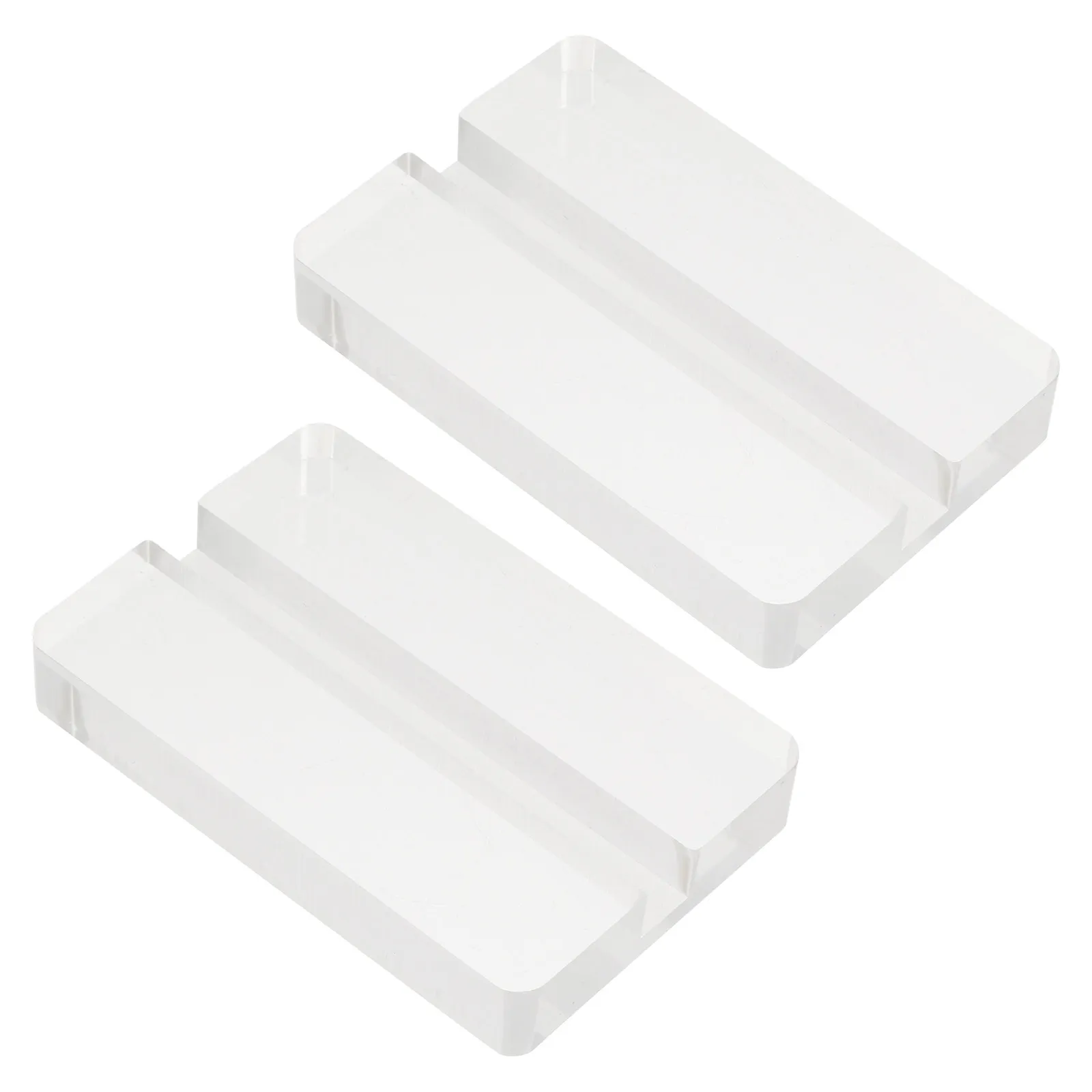 

2Pcs Transparent Acrylic Desktop Card Support Stands Simple Stable Card Sign Bases for Desktop Number Cards Name Cards Display
