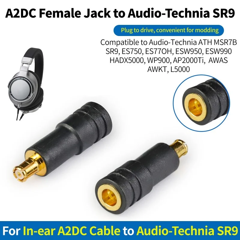 Audio-Technia A2DC to Audio-Technia ATH SR9 Adapter A2DC to SR9 ESW990 ESW950 AP2000Ti ES770H ES750 A2DC to MSR7B