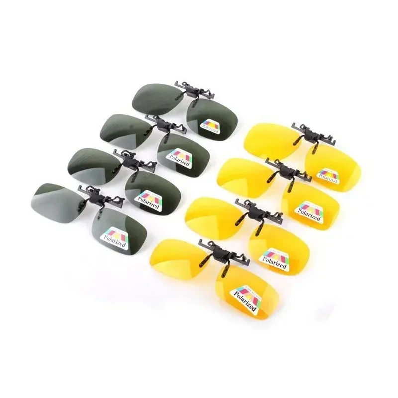 UV400 Driver Sunglasses Clip-on Polarization Day Night Vision Flip-up Driving Glasses Superlight Clip Goggles for Outside Unisex
