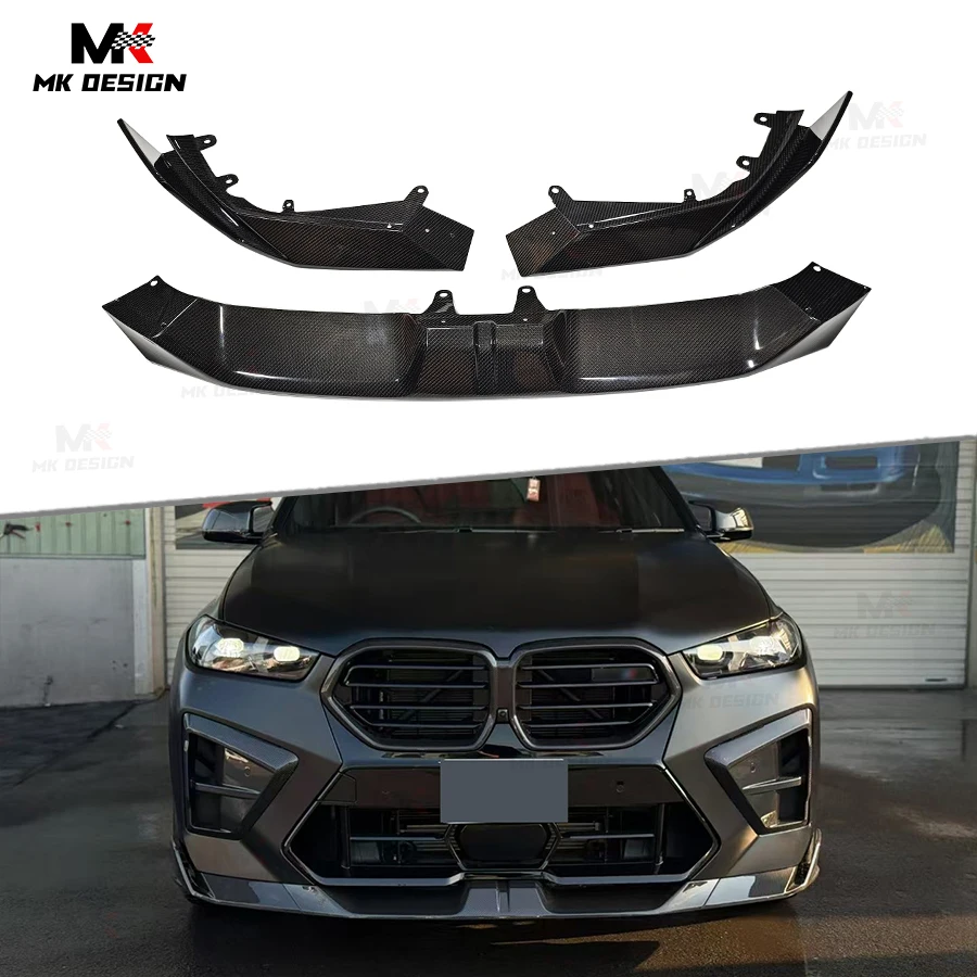 Carbon Fiber SQ Style Front Bumper Lip Spoiler for BMW X6M F96 LCI 2024+ Front Lip Side Splitters Car Accessories