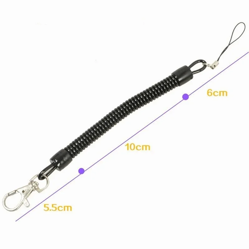 Spring Type Lanyard for Keys Pendant, Cellphone Holder Keychain, Hanging Rope, Strap Pass Access Card Keyring, Anti Lost, Black, 1Pc