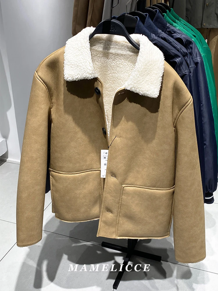 

MAMELICCE Original design Padding Fleece-lined lambswool Men's winter jacket Synthetic leather high quality padding Men clothing