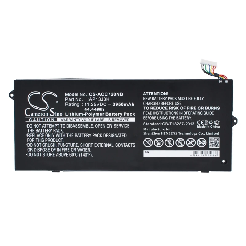 

Li-Polymer Notebook, Laptop Battery for Acer, 11.25V, 3950mAh , Compatible Models: Chromebook 11 C720, Chromebook 11 C720P