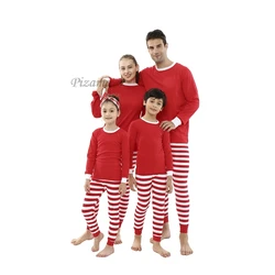 Winter 2024 Mom Daughter Dad Son Matching Clothes Striped Christmas Family Pajamas Set  Cotton Baby Sleewear Xmas Look Pyjamas