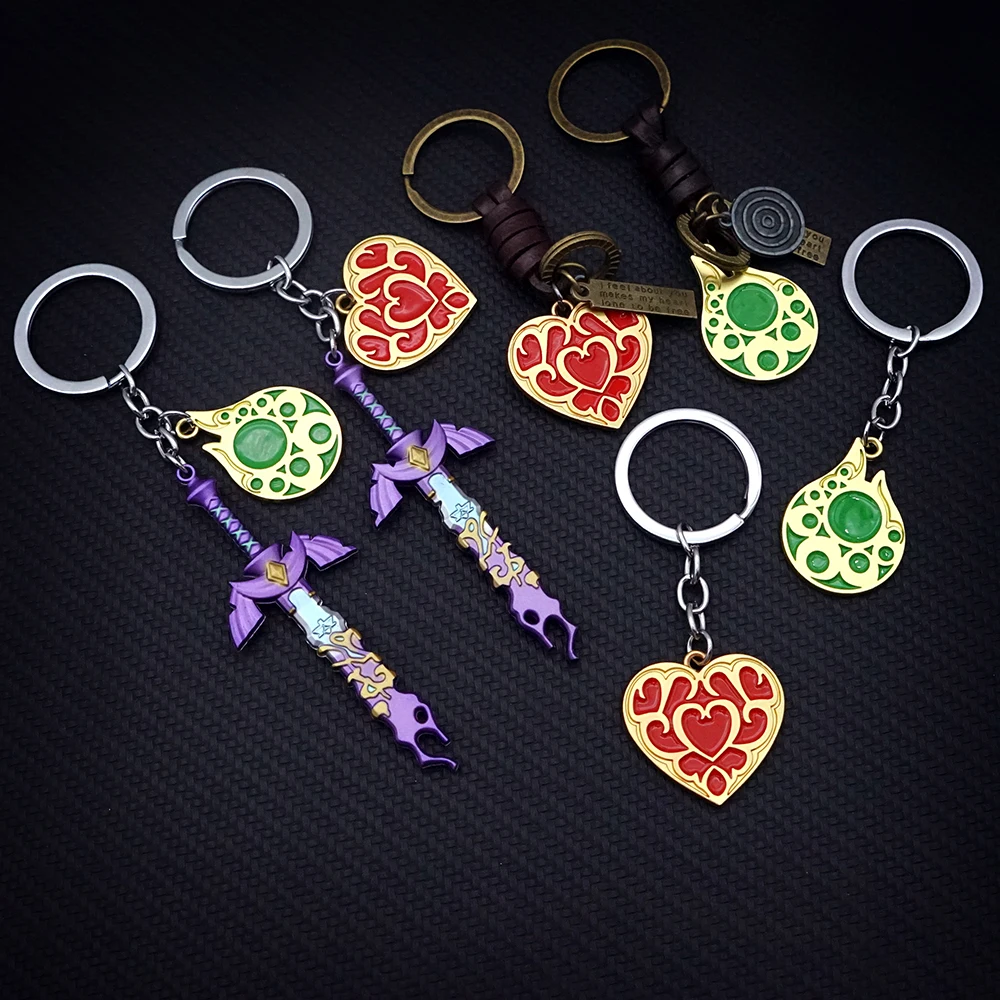 Tears of The Kingdom Keychain Link History Master Sword Heart Blood Key Chain Game Keyring Men Keychains Car Key Ring llaveros