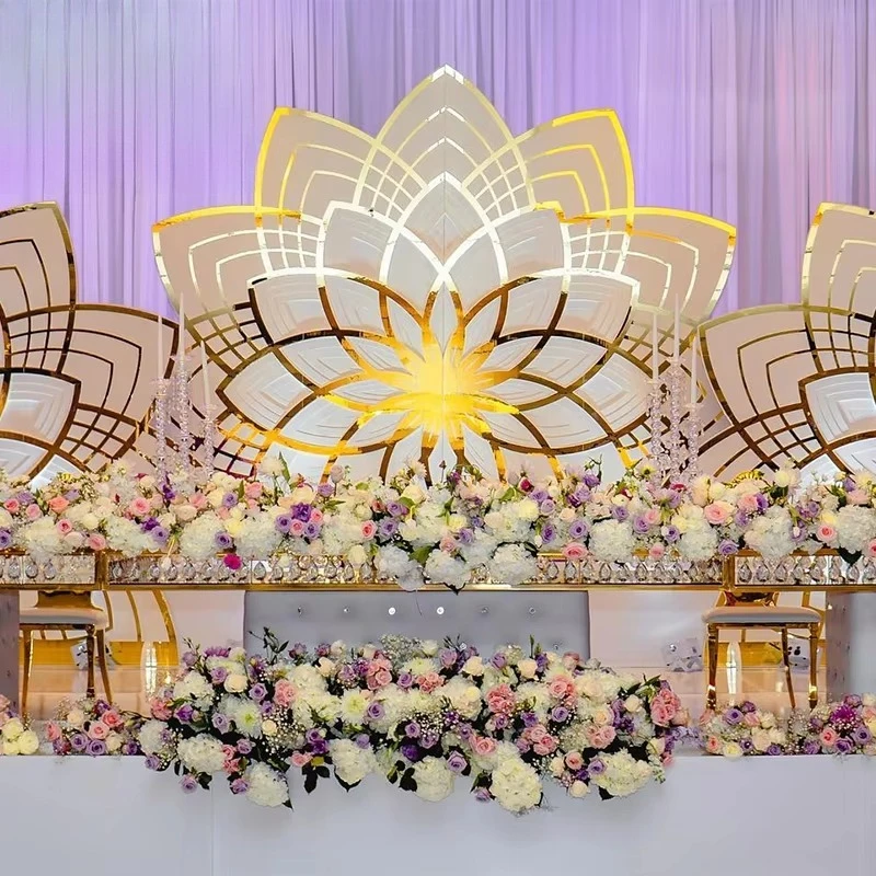 Lotus shape gold wedding decoration stage background decoration