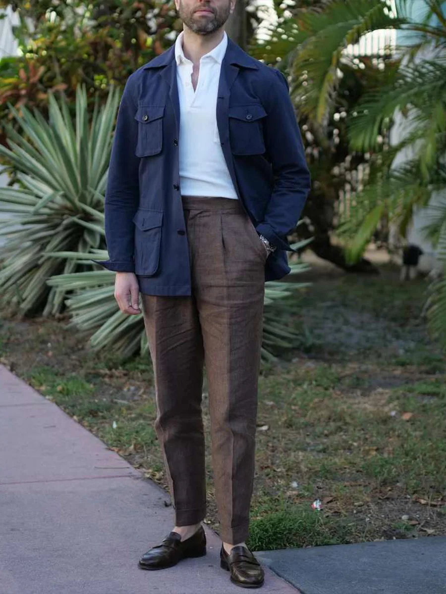 POT&CRAFTSMAN Street style Pure linen Neapolitan micro-tapered casual pants Slim nine pants can be customized large size