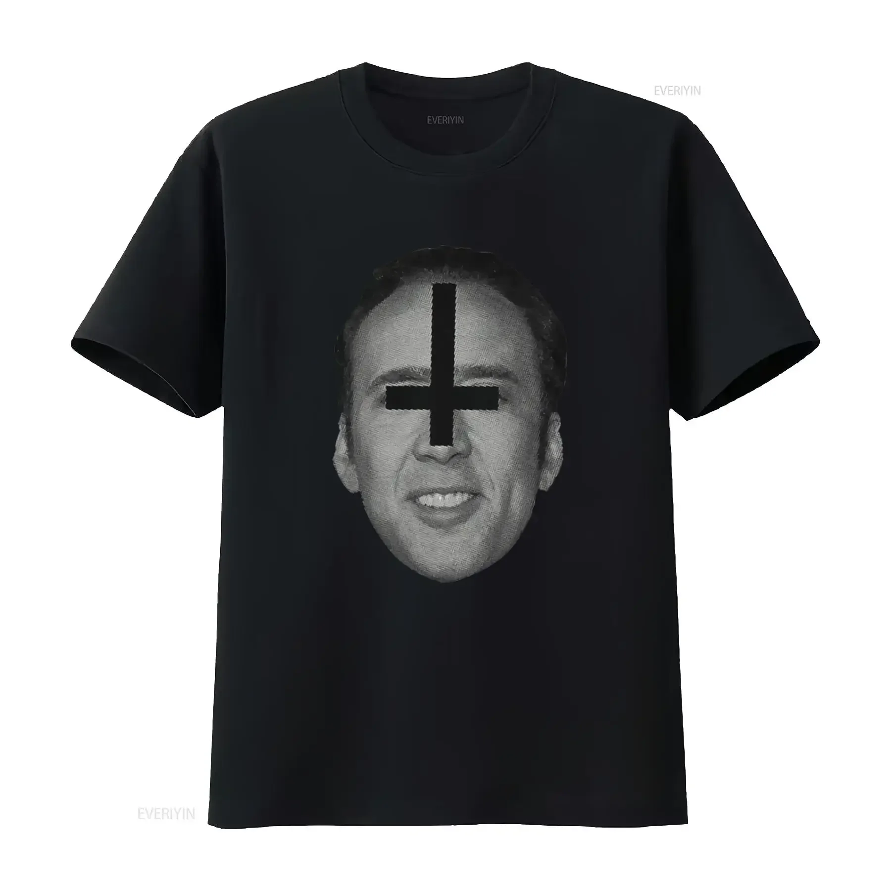 Nicolas Cage Meme T Shirt Print Casual vintage Washed Slightly homme designer clothes fashion graphic streetwear