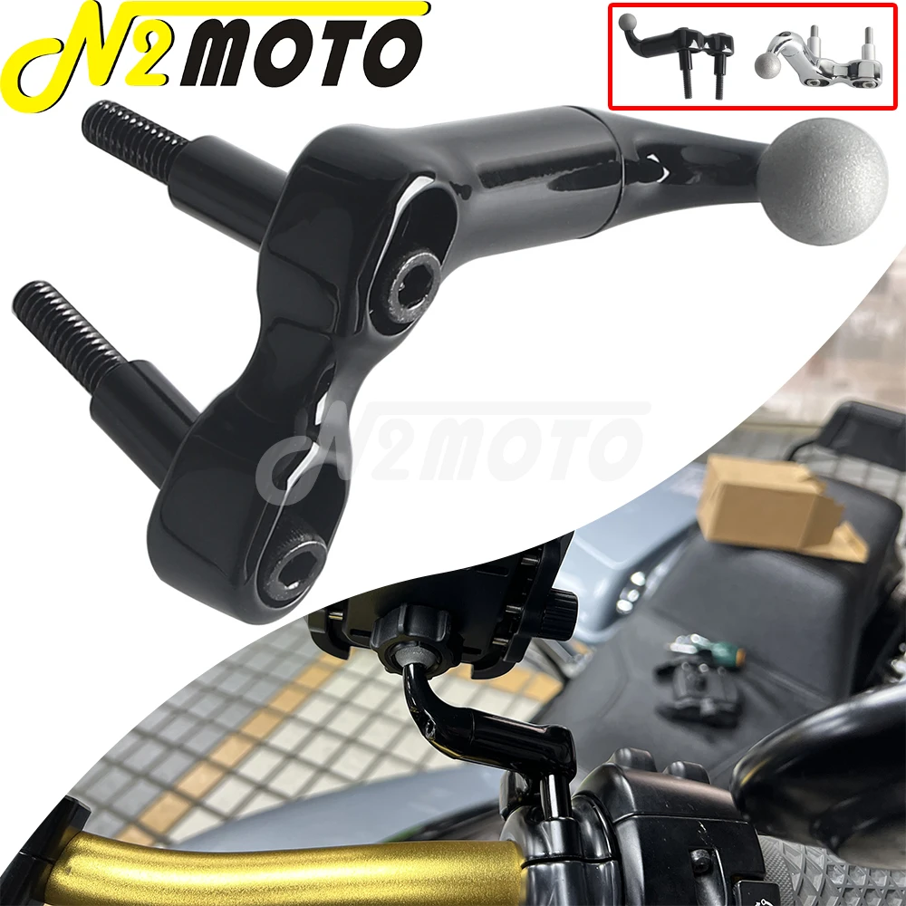 For Harley Ducati Scrambler BMW R nineT Honda Gold Wing Yamaha Road Star Motorcycle Phone Holder 360° Rotatable Aluminum Bracket