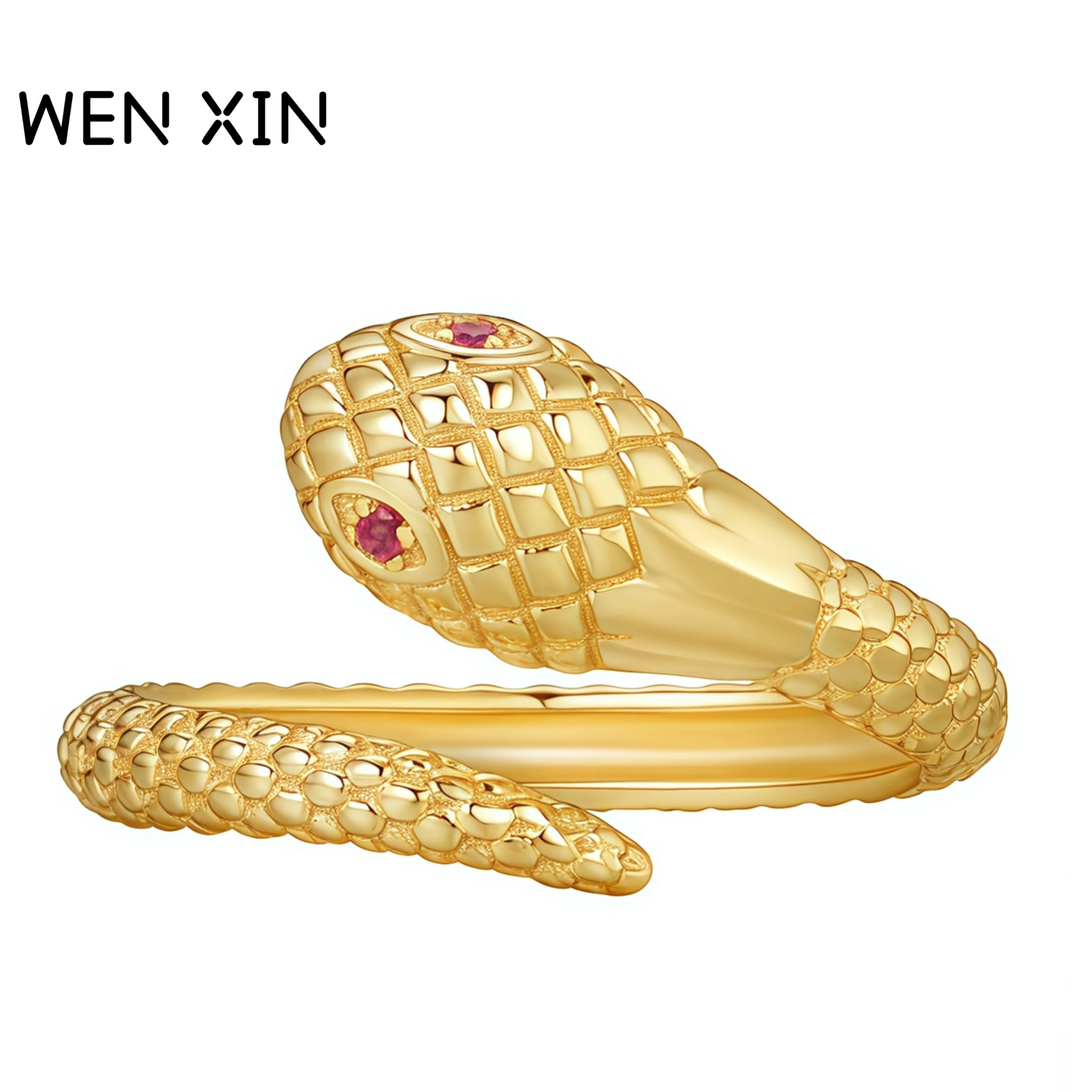 

WENXIN брендовое высокое качество стерлингового серебра 925 пробы модное классическое женское кольцо в форме змеи с бриллиантами, открытое женское кольцо, ювелирные изделия