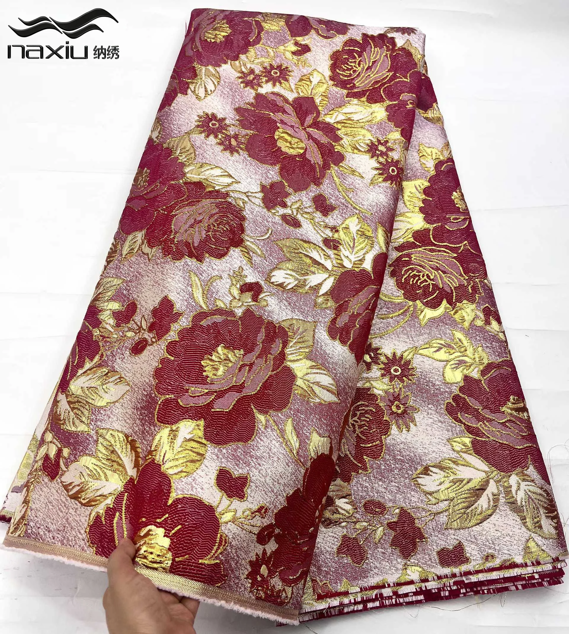 

Madison Luxury African Jacquard French Gilded Lace Nigerian Brocade Lace Fabric Evening Party Dresses High Quality for Dress