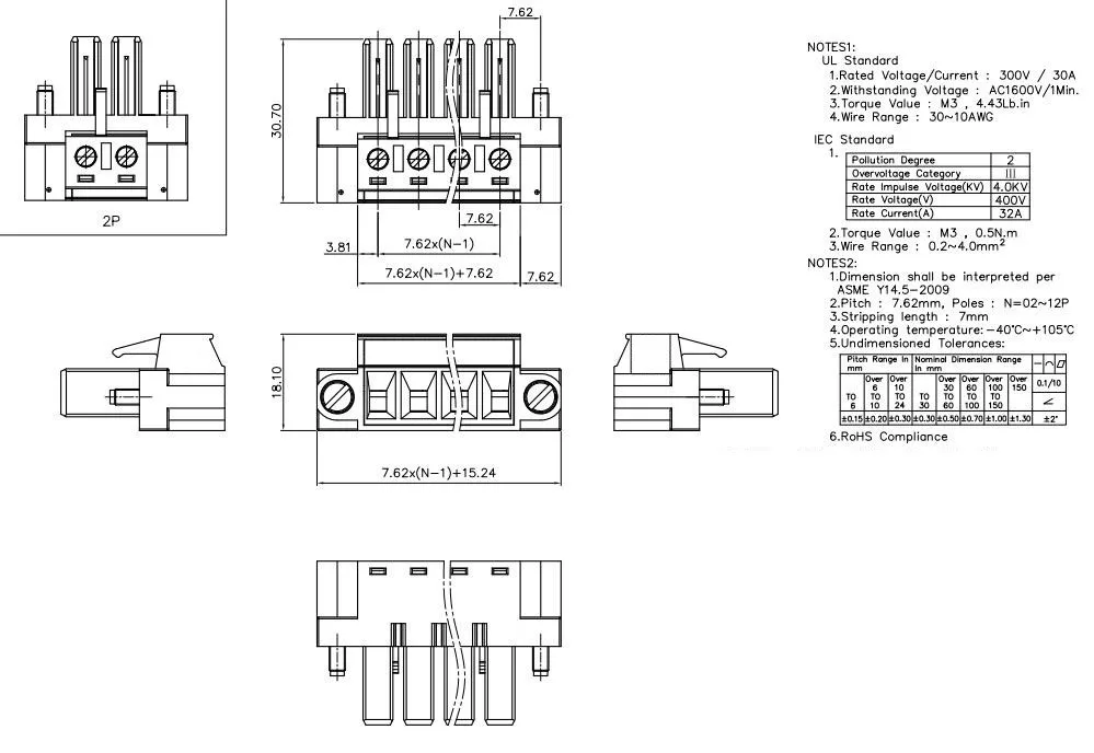KF2EDGSKM 7.62 2P ~ 12P PCB CONNECTOR PLUG-IN TERMINAL BlOCK 5EDGKM 7.62mm 2PIN ~ 12PIN PC 4 STF