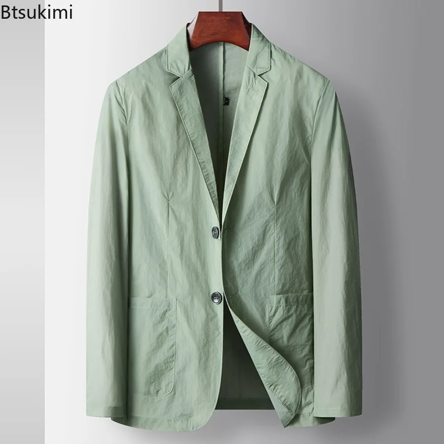 

Fashion New Men's Thin Suit Jackets Spring Summer Lightweight Sunscreen Suit Korean Solid Single-breasted Casual Blazers Coats