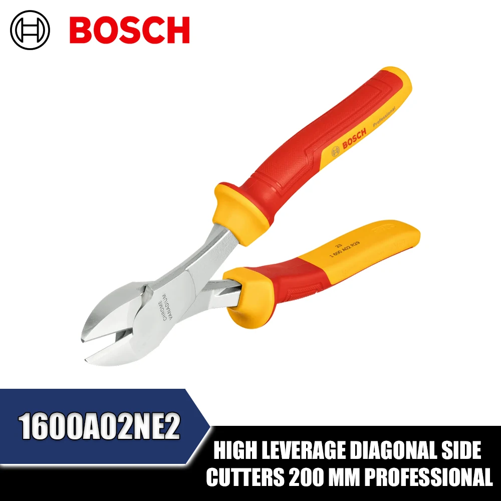 BOSCH 1600A02NE2 VDE High Leverage Diagonal Side Cutters 200mm Professional Hand Tools