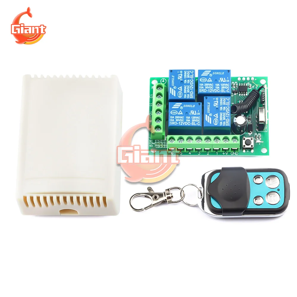 433MHz 315MHz Universal Wireless Remote Control DC 12V 4CH Relay Receiver Module RF Switch For Gate Garage