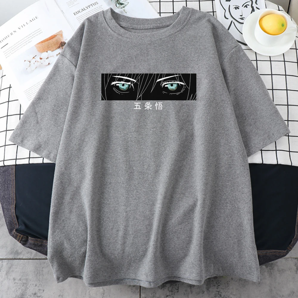 Gojo Satoru Jujustu Kaisen Prints Mens Cotton T-Shirts Creativity Casual All-math Short Sleeve Breathable O-Neck Man Clothing