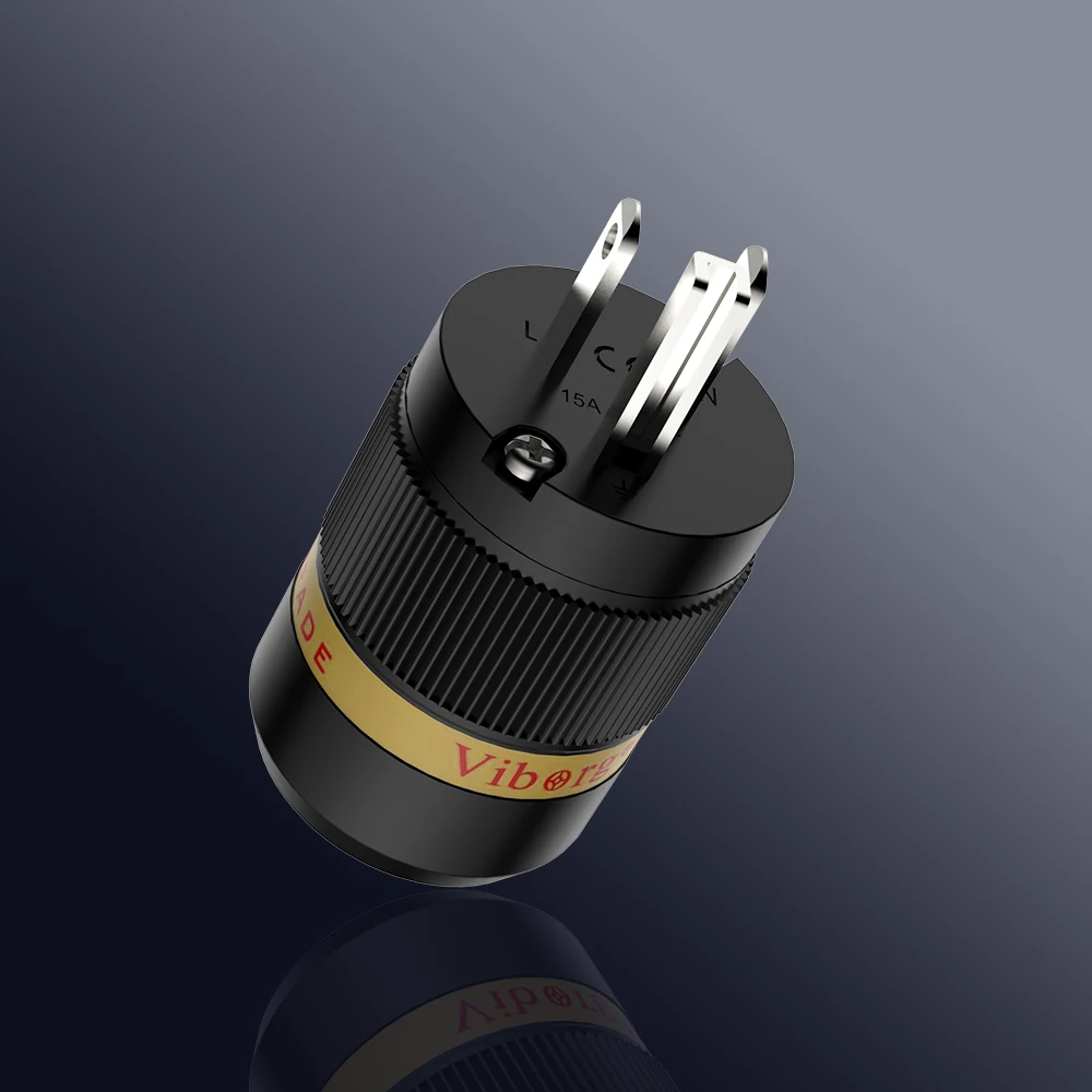 1 قطعة viborg VM-501(R) النحاس النقي الروديوم مطلي الولايات المتحدة ذكر التيار المتناوب قابس طاقة لتقوم بها بنفسك كابلات الطاقة تمديد محول