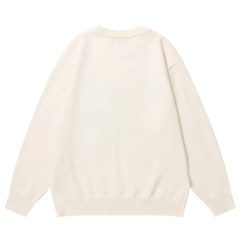 ฤดูใบไม้ร่วงบุรุษถักเสื้อกันหนาวน่ารักการ์ตูนสุนัขกราฟิกเสื้อสตรีทแวร์ฮาราจูกุลำลองหลวมพอดีเสื้อถักเสื้อผ้า