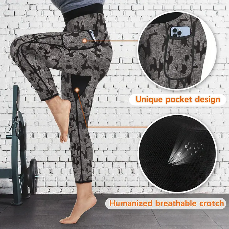 سراويل رياضية للنساء ، ضغط عالي الخصر ، ليغنغز تخسيس ، تمرين ، حراري ساخن مع جيب فريد ، منفرج قابل للتنفس