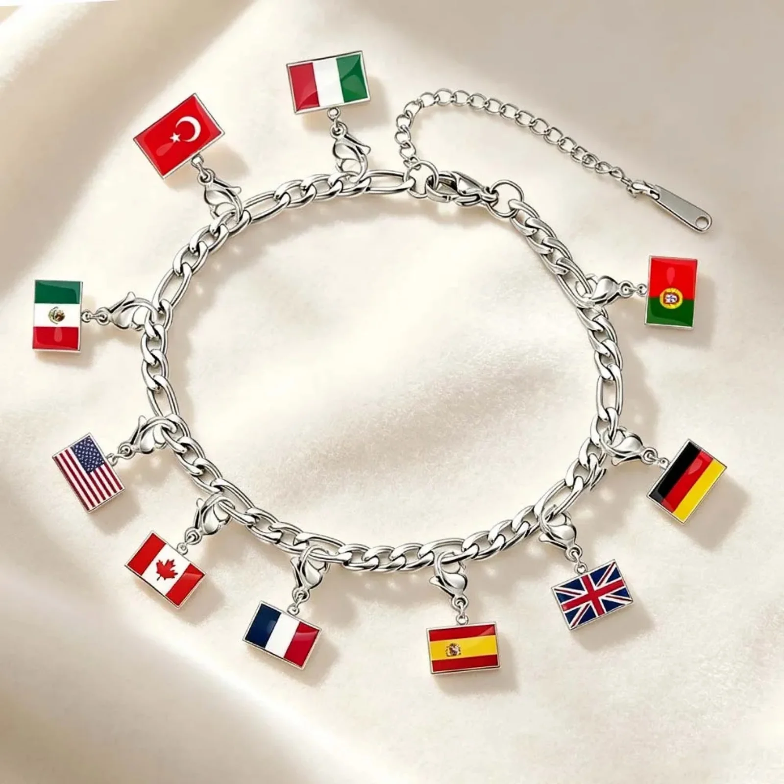Flag Lobster Buckle Steel Pendant Stainless Steel Fashion French German National Flag Pendant DIY Bracelet Keychain Gift view 4