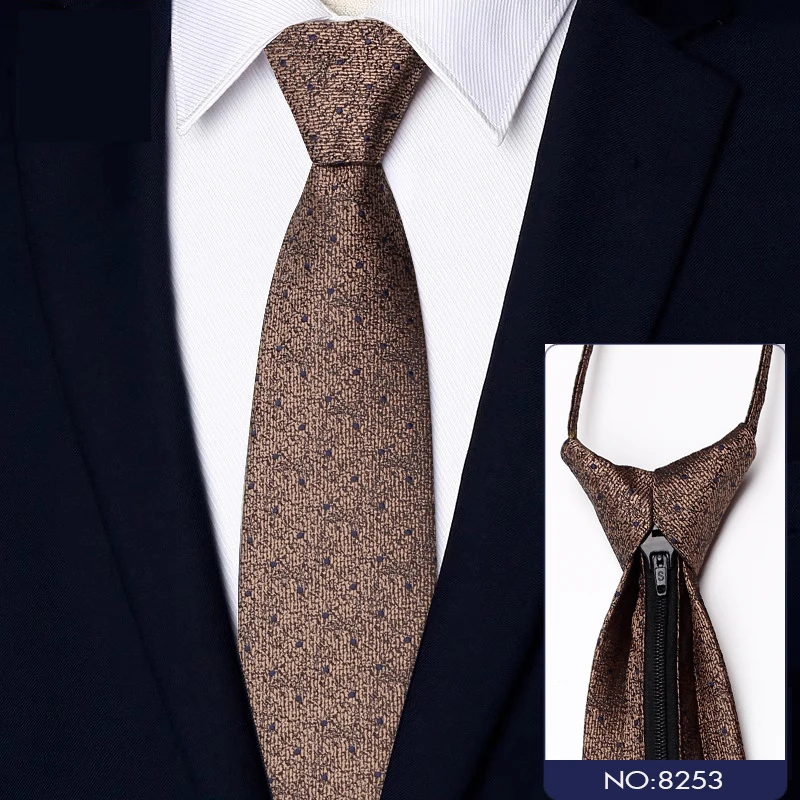 camolkeionck-zipper-business-style-men's-tie-coffee-dot-pattern-silk-necktie-formal-wear-fashion-accessory