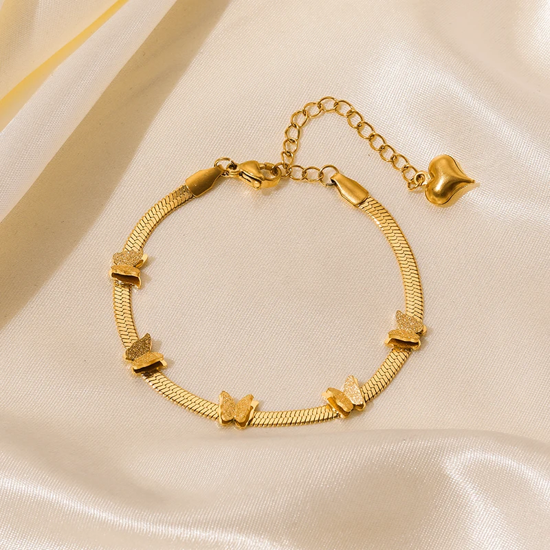 GANPUP 316L Edelstahl Schmetterling Kette Armband Für Frauen Metall Gold Farbe Charme Schmuck Wasserdichte Zubehör Bijoux Geschenk – Detail 10