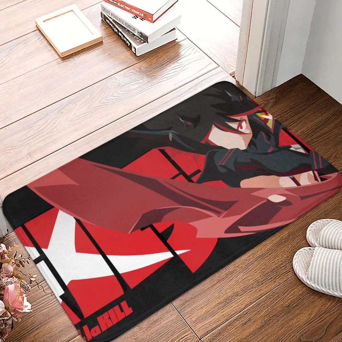 Kill la Kill Anime Bath Non-Slip Carpet Ryuko Matoi Red Flannel Mat Entrance Door Doormat Home Decoration Rug