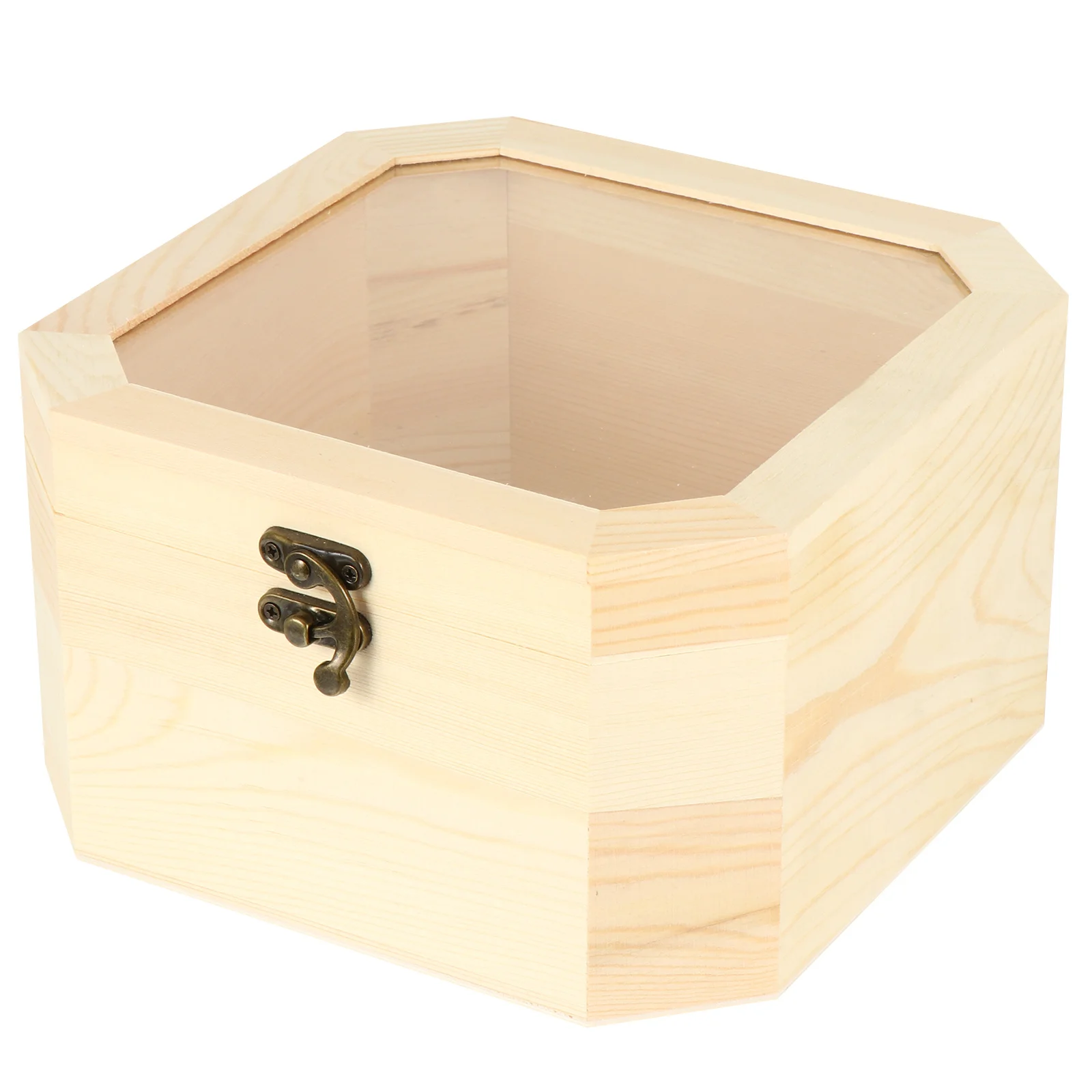 1Pcs Wooden Jewelry Storage Box Octagonal Desktop Organizer Gift Packaging Case Box Octagonal Wooden Storage Case