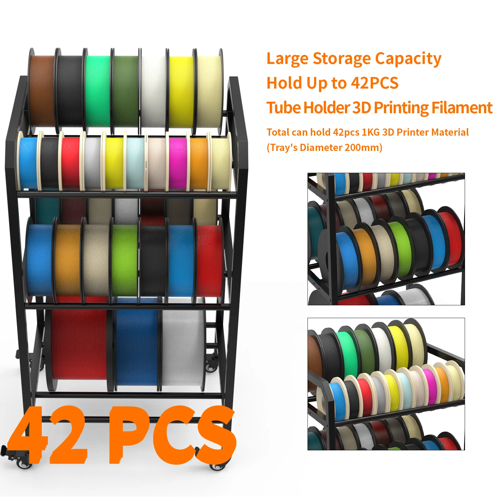 FYSETC 3D Printer Consumables Storage Rack Stainless Steel 3 Layers Free To Move Saving Room Utility Storage Shelf Organizer