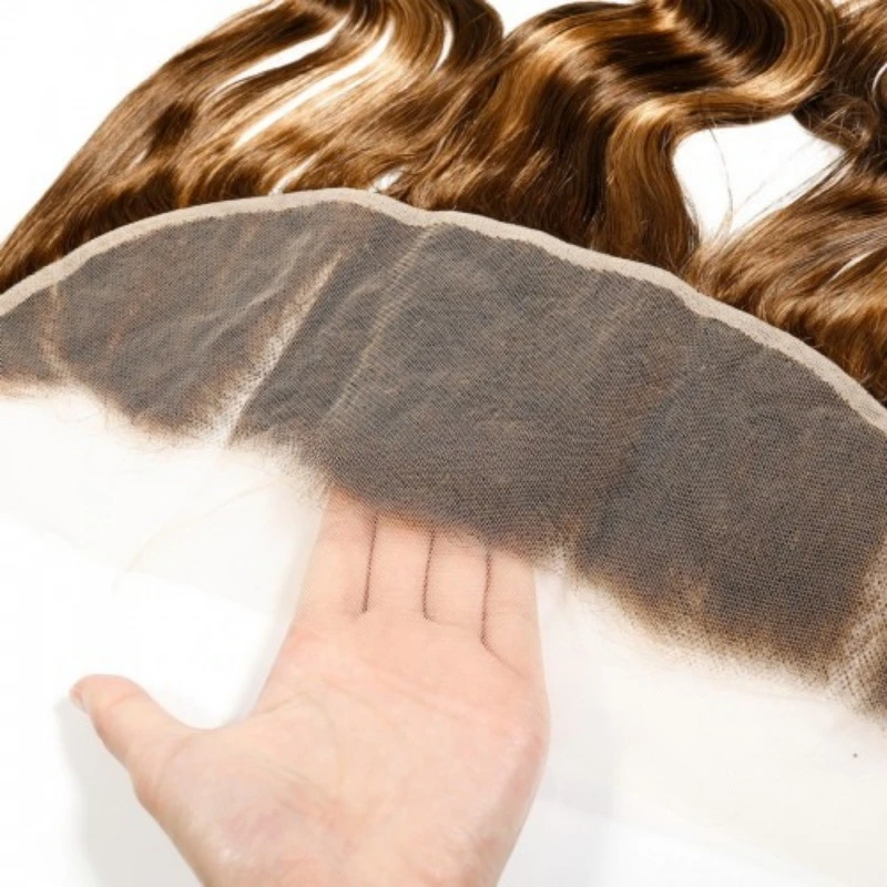 Körperwelle # 4/27 Highlight Virgin Human Hair 13x4 Transparent Lace Frontal Indian Remy Hair Vorgezupft 150 % Dichte Full End