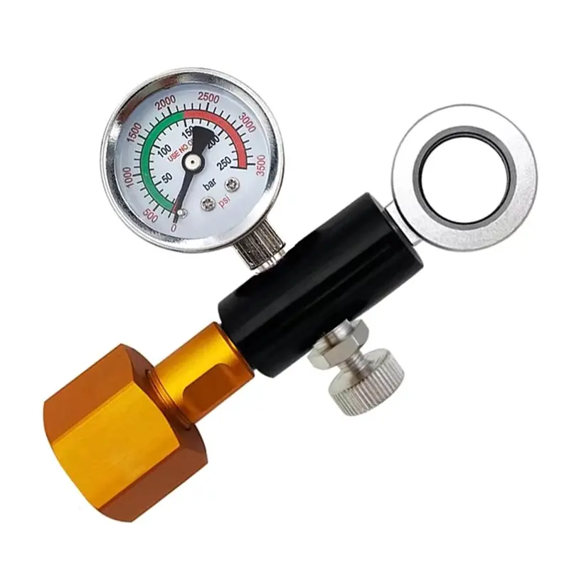 M11K-Refilling Adapter For Sodastream Quick Connect Cylinder To W21.8 / CGA320 CO2 Tank,With 3500 Psi Pressure Gauge