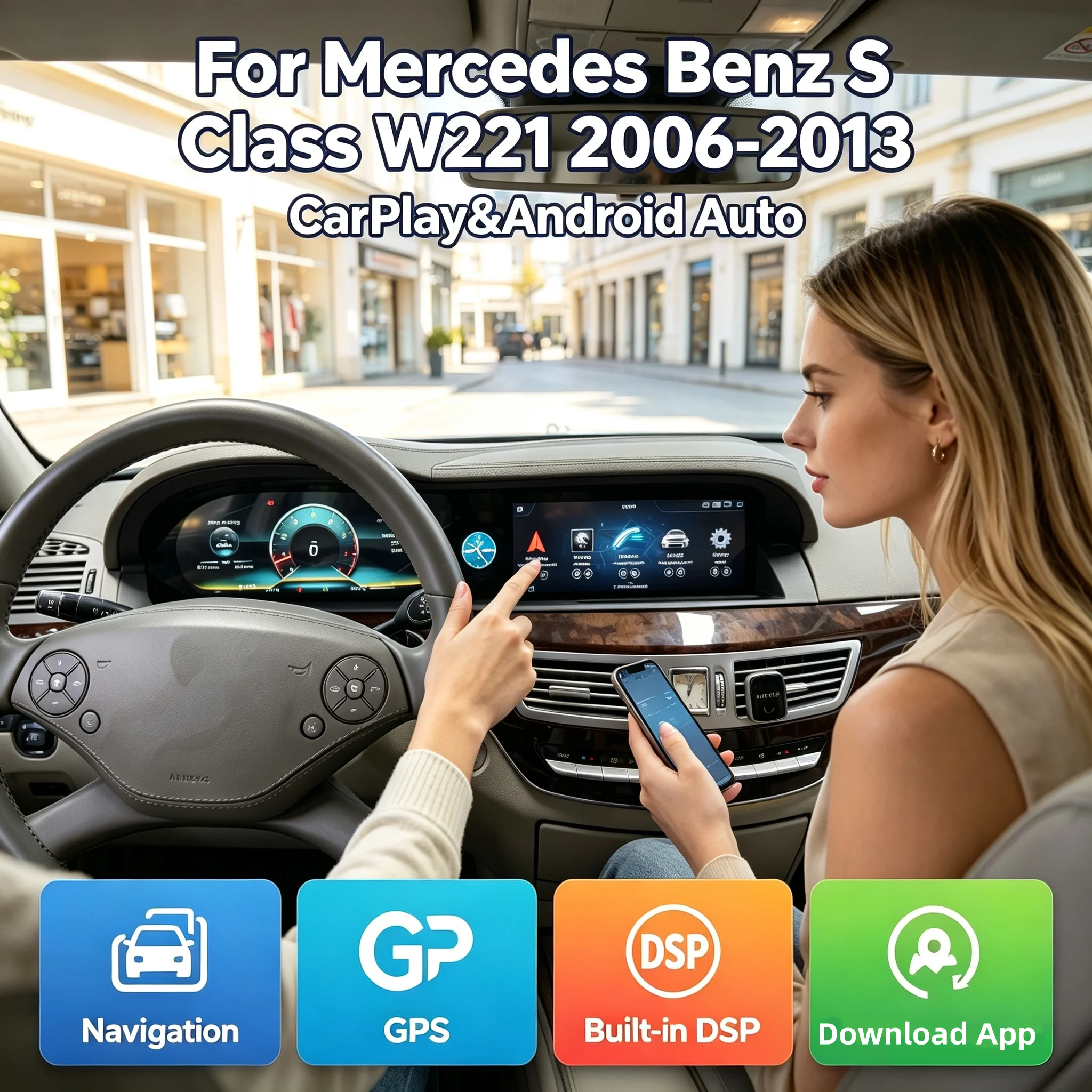 Touch Screen Android For Mercedes Benz S Class W221 2006-2013 Carplay Multimedia Video Player GPS Navigation Car Radio Unit BT