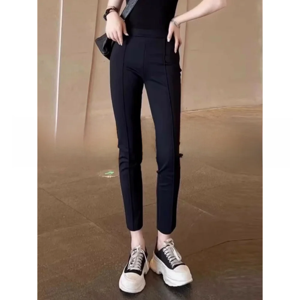 

Женские облегающие брюки для йоги с высокой талией на флисовой подкладке, дизайн «вторая кожа», повседневные, осенняя модная тенденция 2025 года