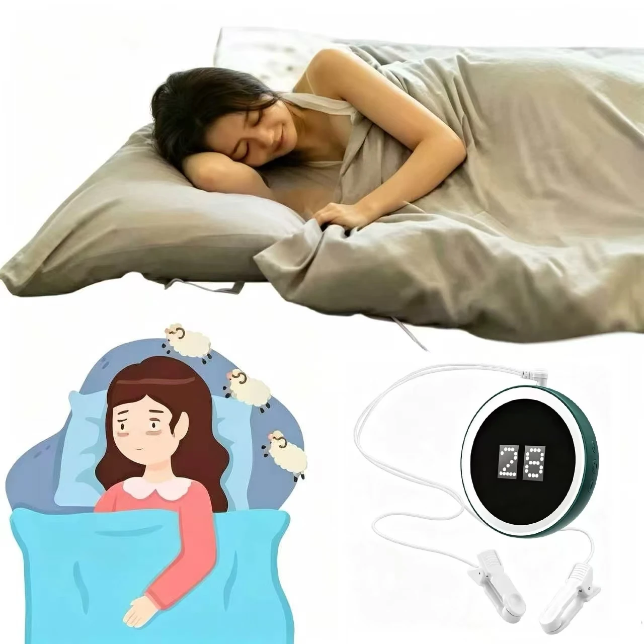 Low Frequency Pulse Micro-Current Therapy Device, tVNS Vagus Nerve Stimulator for Sleep Improvement Anxiety Management