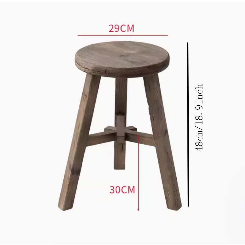 Handmade Vintage Farmhouse Wood Round Stool,3 Legs,18inch High