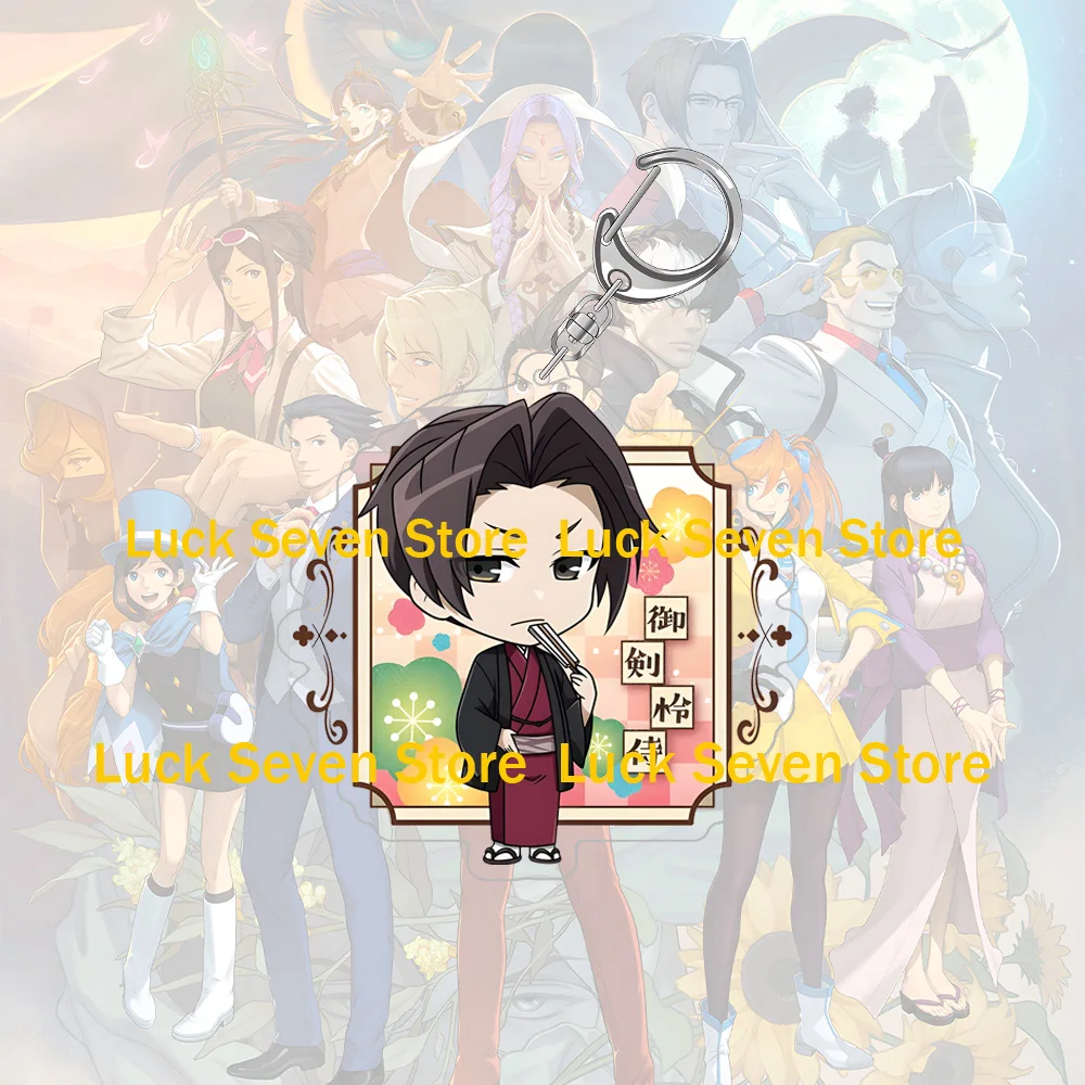Hot Game Ace Attorney Objection Godot Mitsurugi Reiji Naruhodou Ryuichi Phoenix Wright Miles Edgeworth Chibi Acrylic Keychain