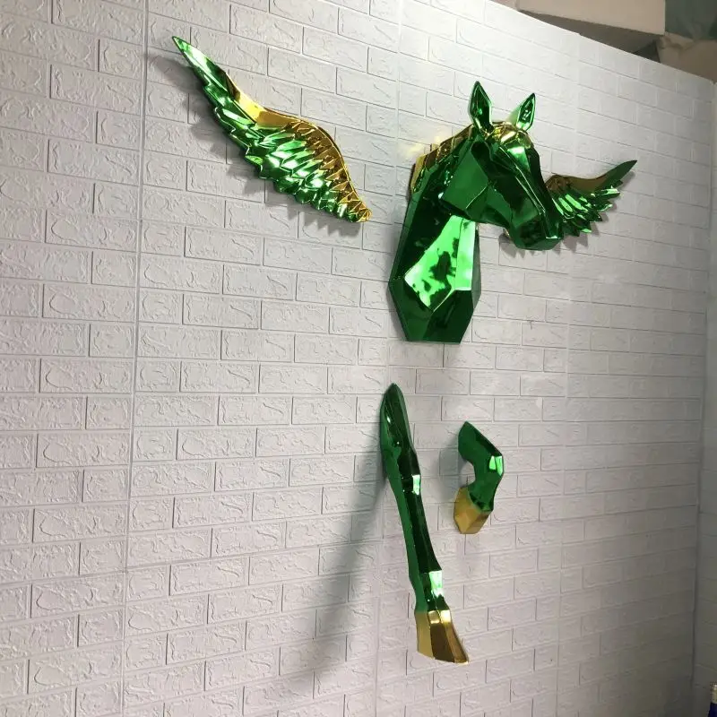 YAO advanced sense 3D model through the wall artwork electroplating one-horned horse wall decoration ornament home