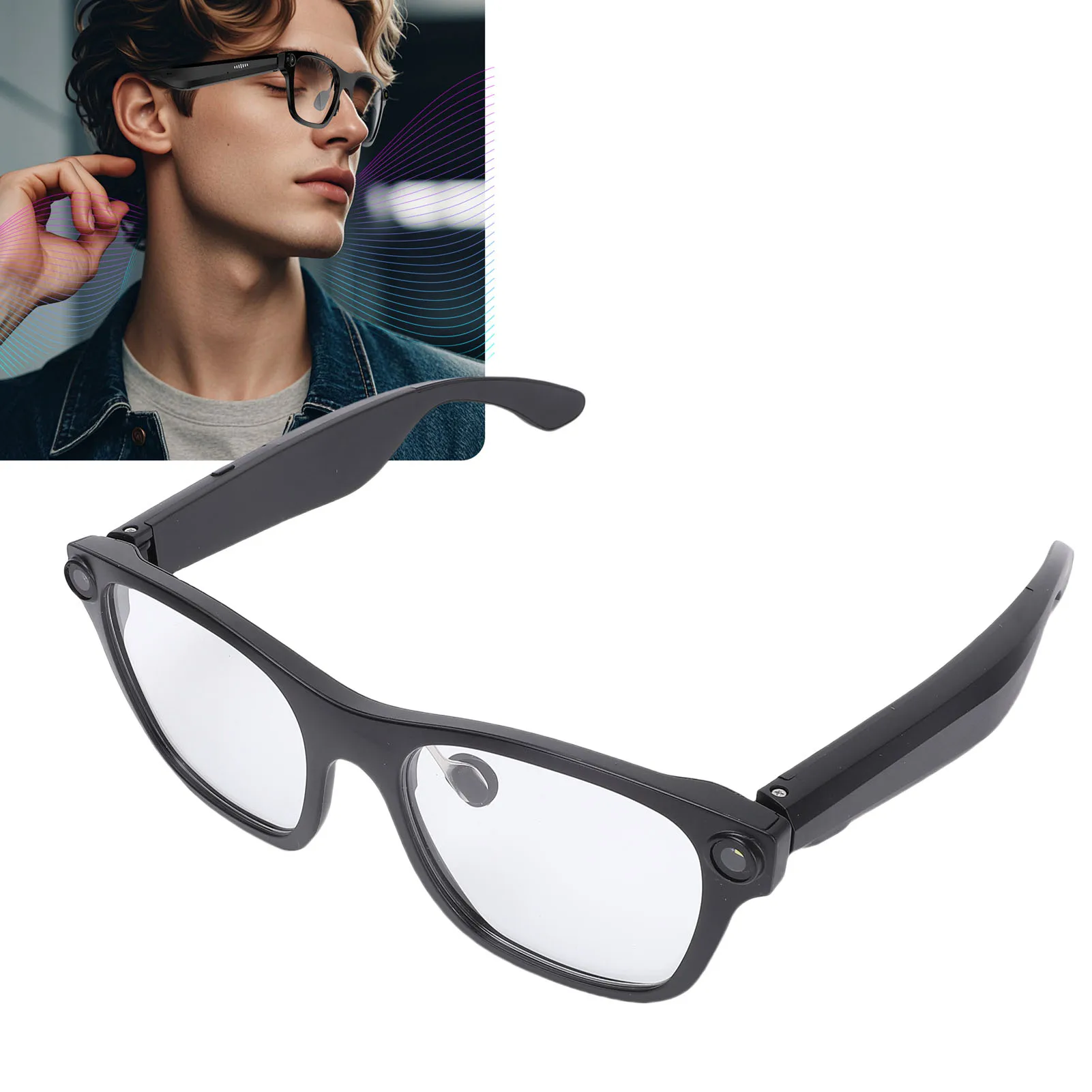 

Smart Glasses with AI Translator 1080P HD Wearable Video Recording Glasses Outdoor Sports Camera Glasses for Music Call Transfer