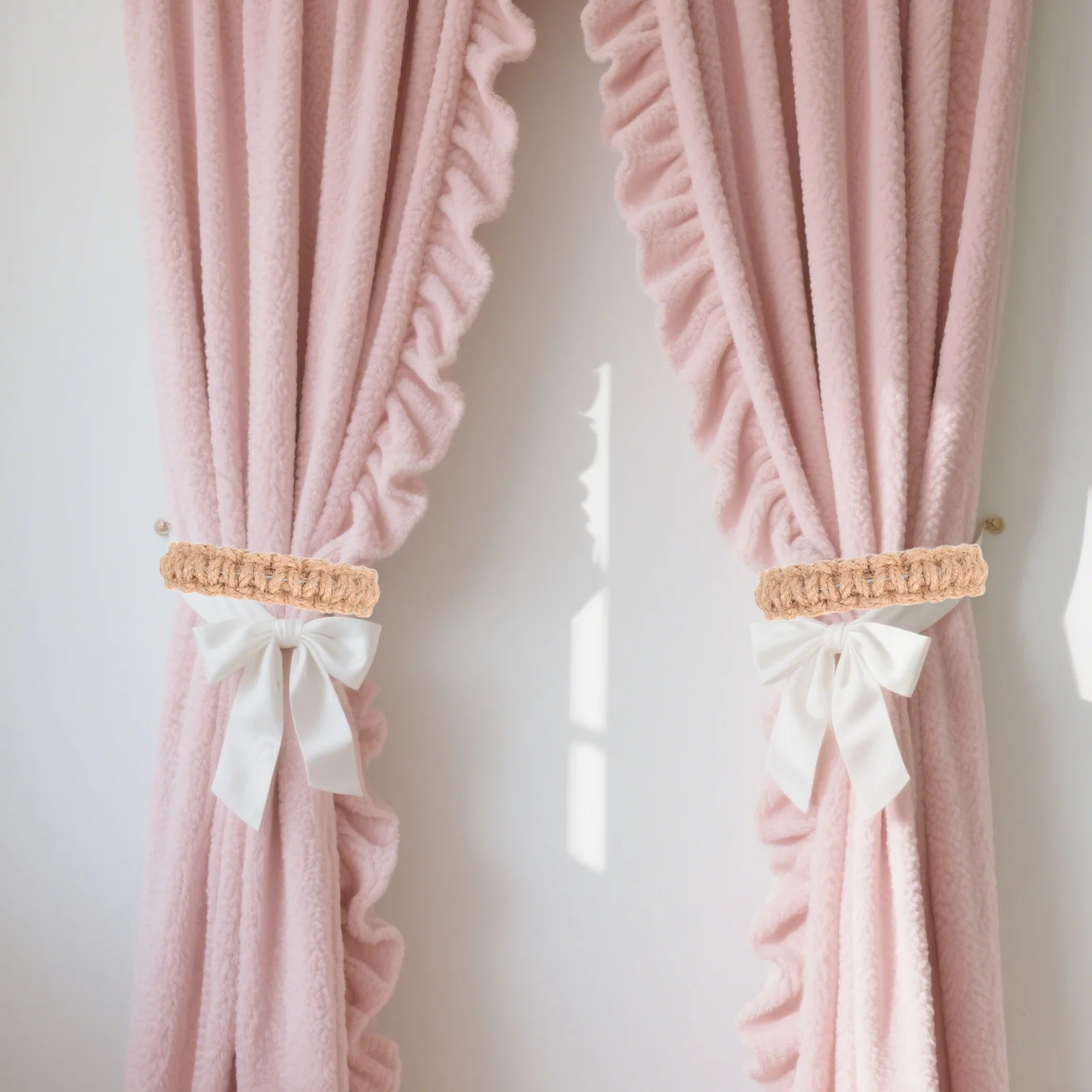 4Pcs Boho Rope Curtain Tiebacks Handmade Braided Decorative Holdbacks for Sheer Curtains Rustic Curtain Accessories