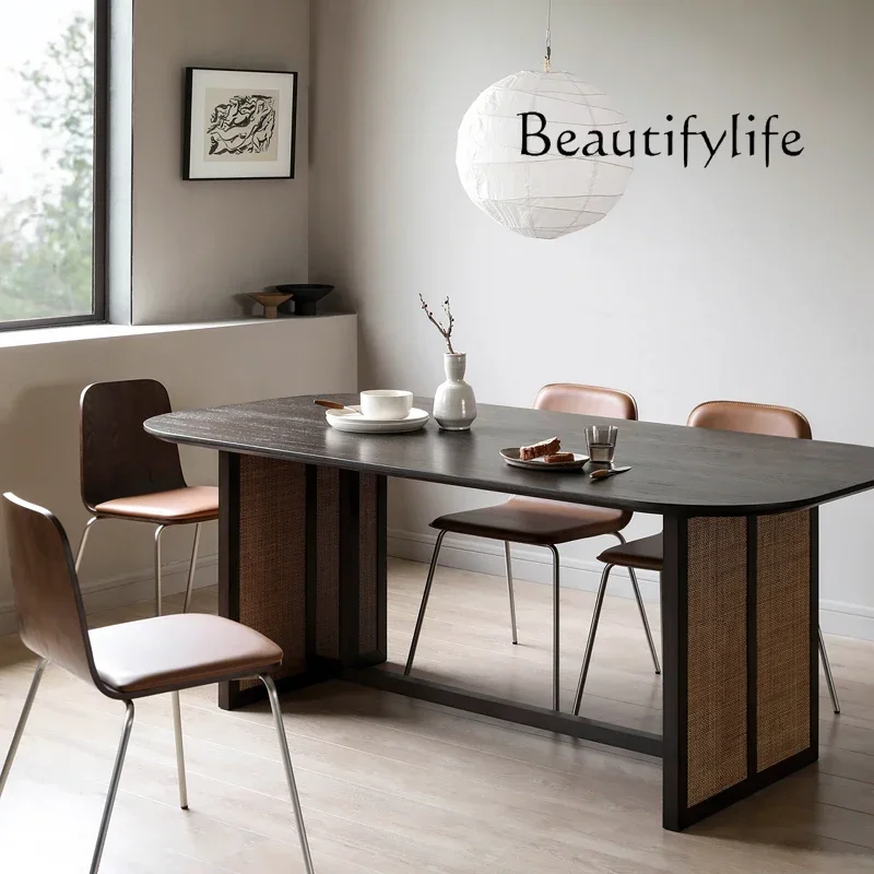 

Household Multi-Functional Rattan Dining Table Ordic Solid Wood Rattan Home Solid Wood Rattan