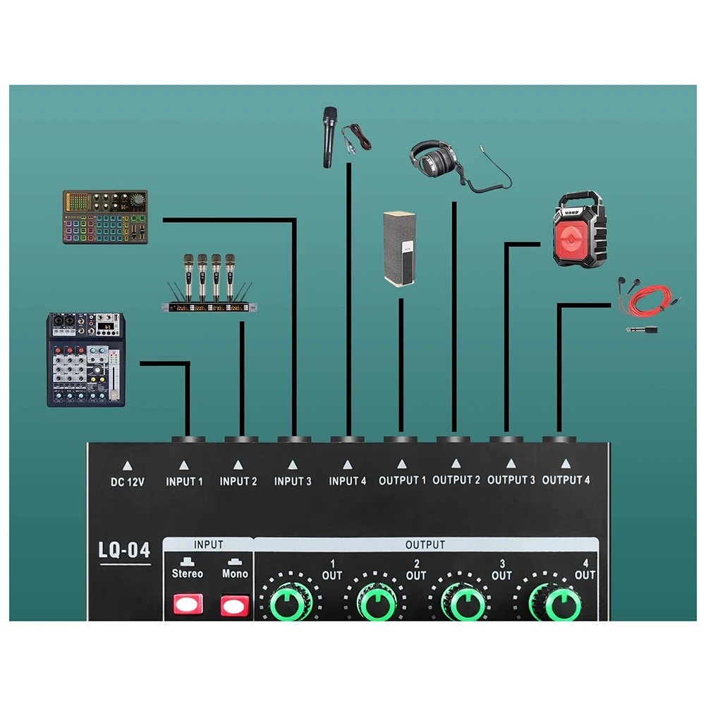 -A25M GAX-LQ04 4-Channel Mixer 4-Channel Headphone Amplifier Sound Card Mixer Recording Interface With Dj Mixer Audio EU-Plug
