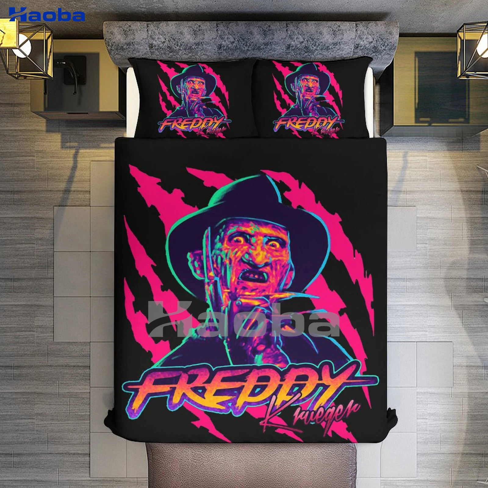 Horror Movie freddy krueger Print Three Piece Bedding Set Children or Adults for Beds Quilt Covers Birthday Gifts for Women Men